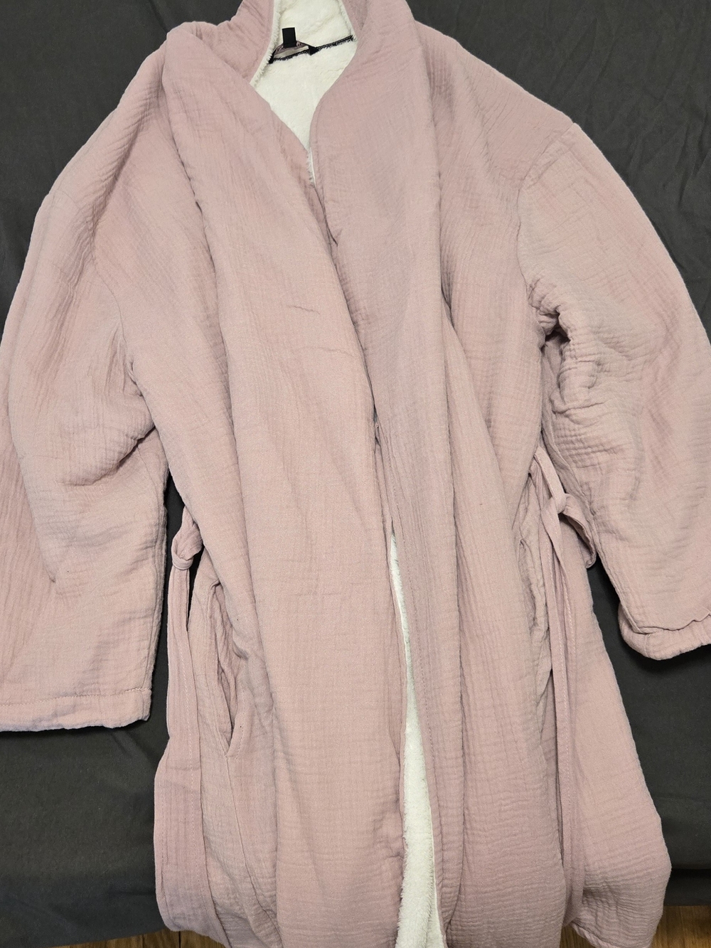 Plush Lined Women's Robe in Light Pink - Cozy Wrap with Tie Waist